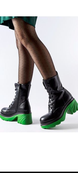 Hit styl glany traper botki zielona podeszwa workery gruba platforma r