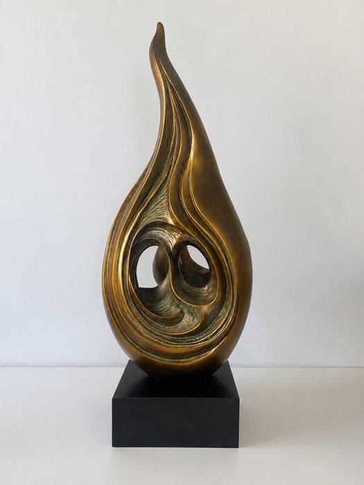 Escultura decorativa abstrata dourada 90 cm (nova)