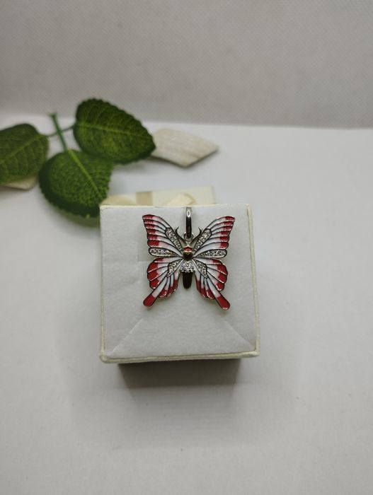 Srebrny wisiorek, motyl, próba 925
