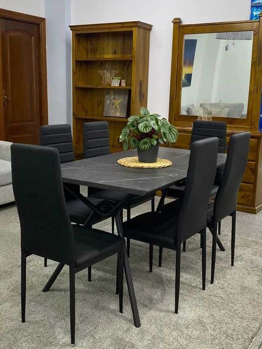Mesa de jantar preto com 6 cadeiras - NOVO!