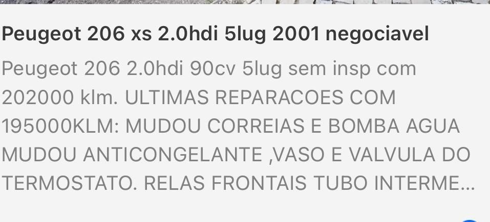 Peugeot 206 HDI 5 lugares trocas