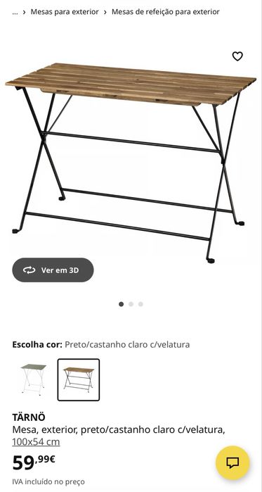 Conjunto mesa e cadeira exterior ikea