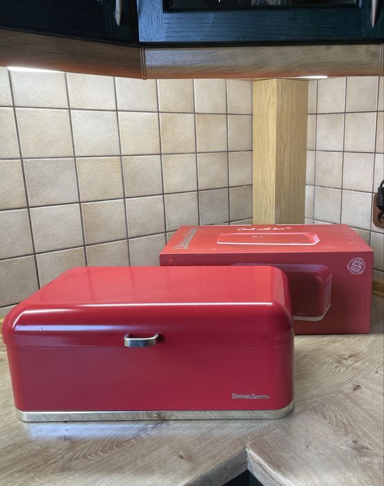Chlebak Vintage Cuisine retro czerwony pojemny nowy