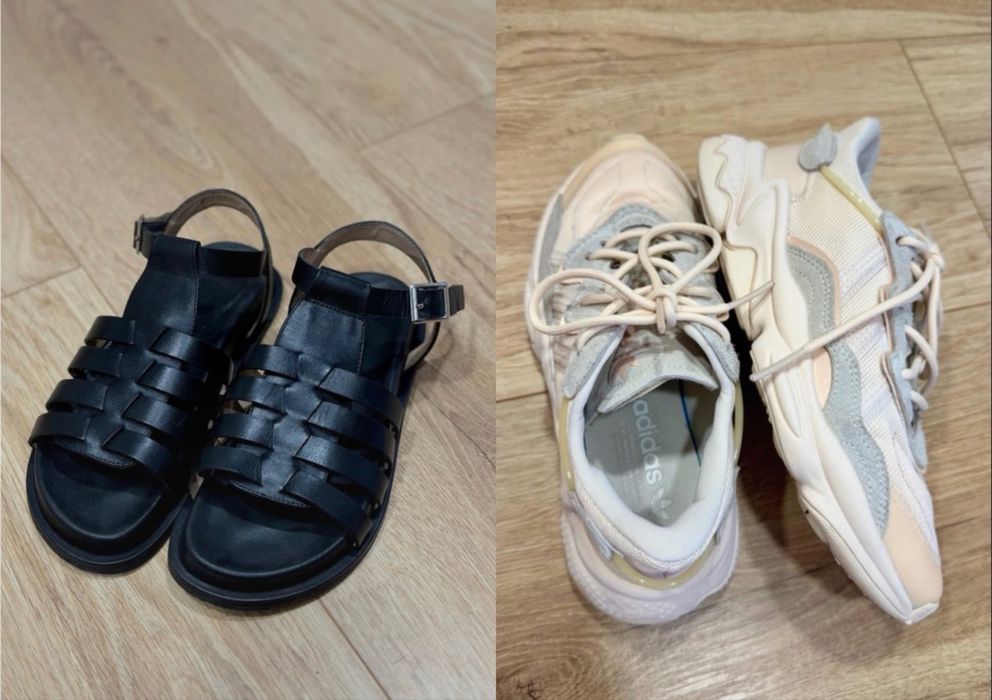 Sandały skórzane i adidas ozweego