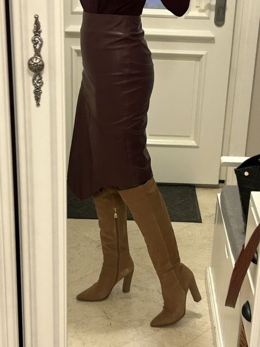 Ochnik skórzana spódnica burgund