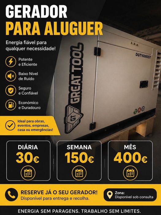 GERADOR DIESEL PARA ALUGUER – GREATTOOL DGT16000ST