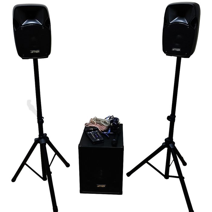 Nagłośnienie dla mobilnego DJ kolumny aktywne mixer kable