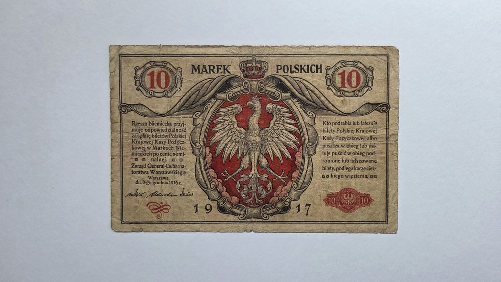 Banknoty Polskie - 10 mkp 1916 (Generał - "małe b")