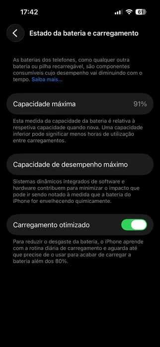 IPhone 14 Pro 91% bateria