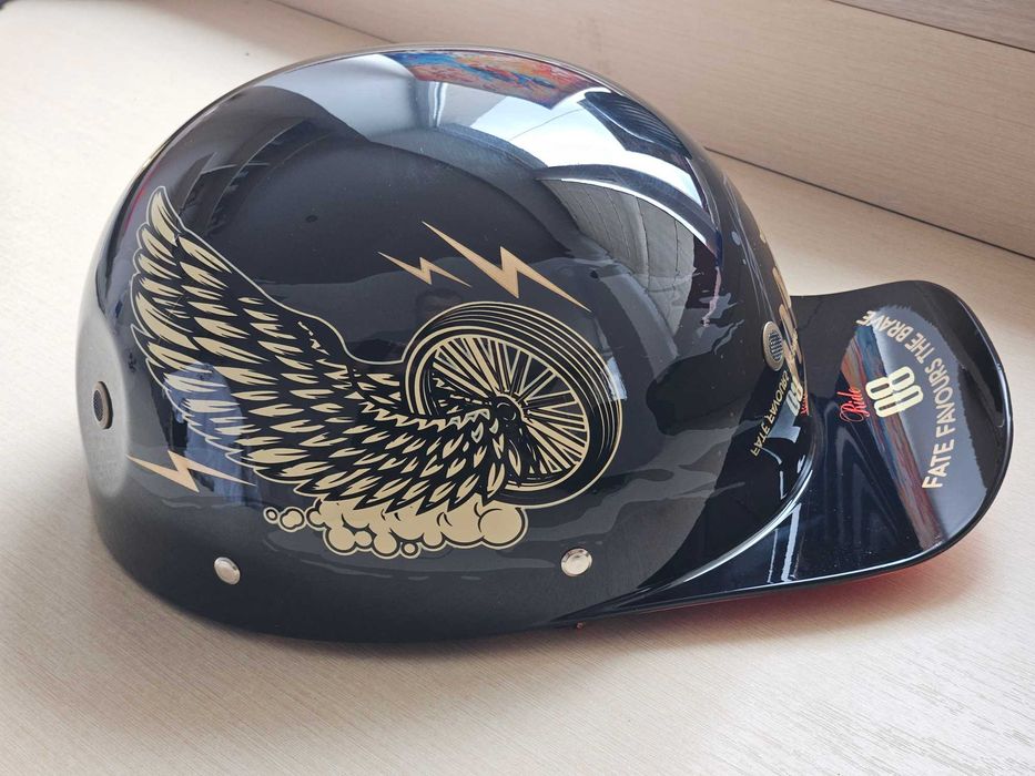 Мото шлем бейсболка каска Cafe Racer Ride 08 Detroit Motor. (L) чоппер