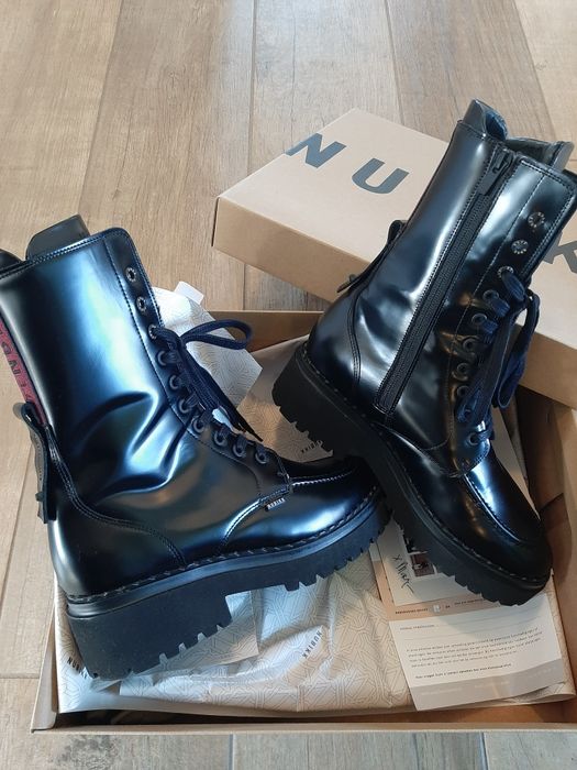 Nubikk Fae Aubine mirror black Trzewiki kozaki biker