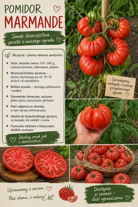 Sadzonki pomidora Marmande i Tigerella – z naszego ogrodu, nadwyżki