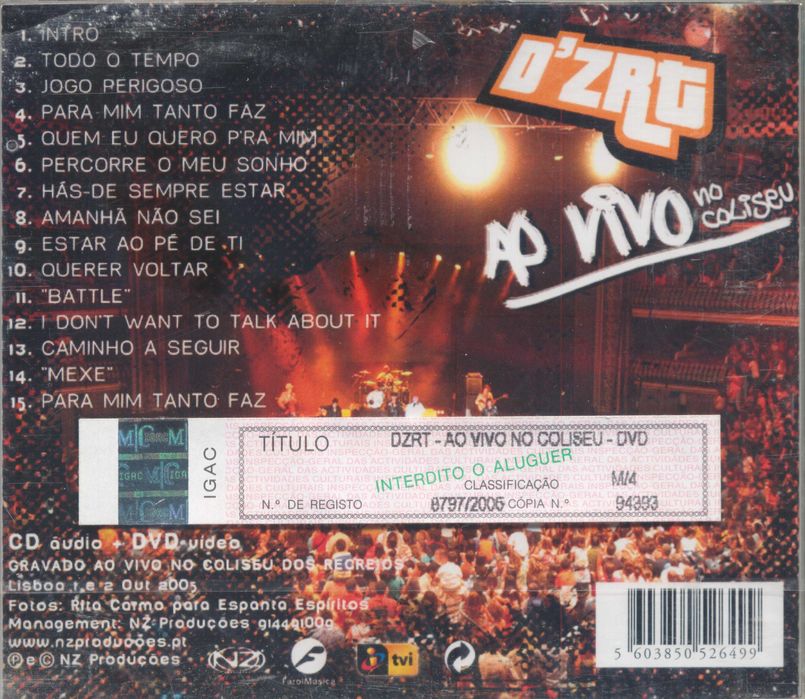 D'ZRT - Ao Vivo no Coliseu (CD+DVD) (novo)