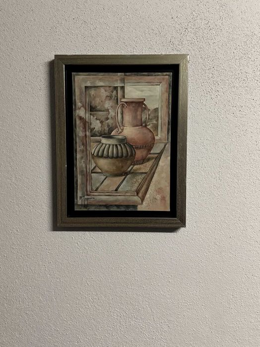 Pintura a óleo com Moldura e Passe-partout