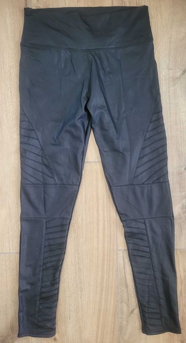 Czarne Legginsy o wyglądzie skóry S