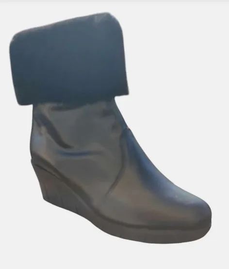 Skórzane botki szersze TĘG H  KOTURN CZARNY 40