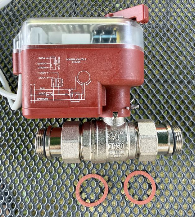 Siłownik zaworu kulowego 230V + zawór 3/4” DN20. Automatyczne odcięcie wody Smart Home