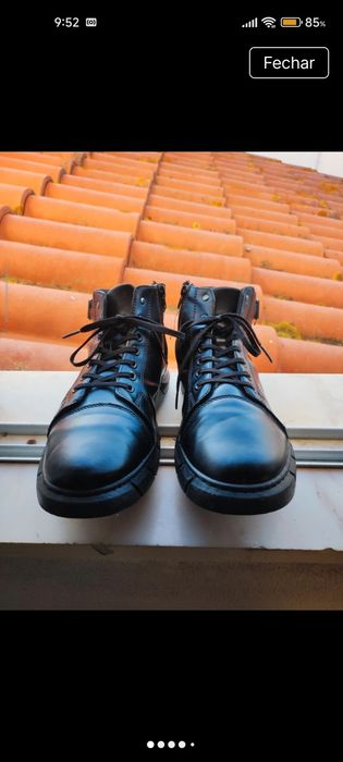 Botins  Estilo Militar como novas  Sola Pneu