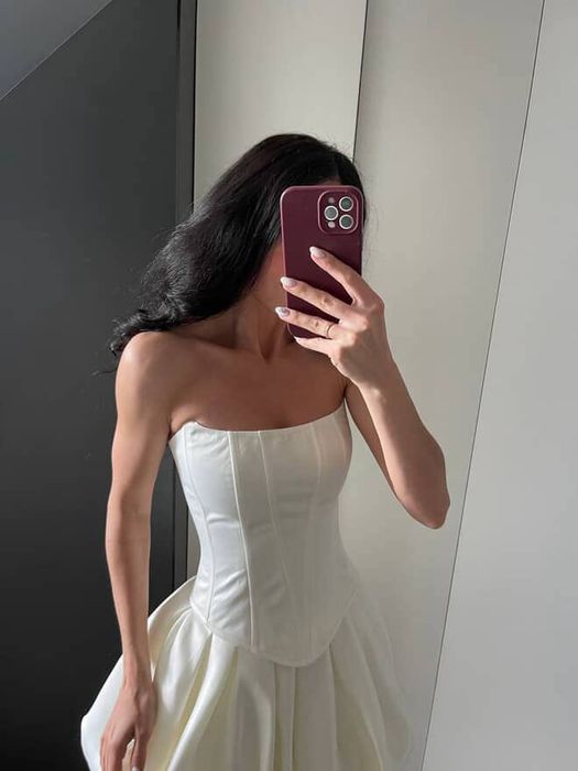 Корсет білий атлас