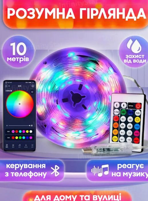 Розумна led світлодіодна rgb гірлянда роса
