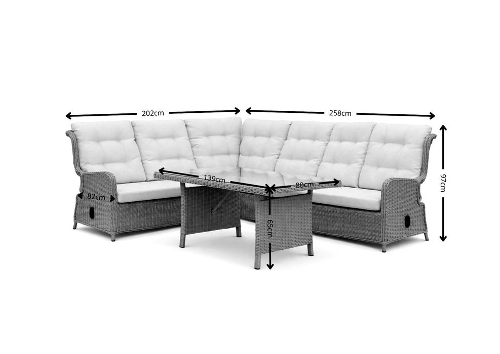 Narożnik Ogrodowy Technorattan/Imitacja Wikliny Zestaw Premium 6-osób