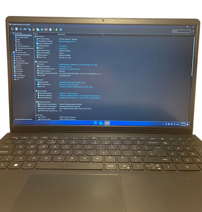 Ноутбук Dell Vostro 15 3515 Ryzen 5 3450U 8GB DDR4 256GB NVMe SSD Windows 11 Pro