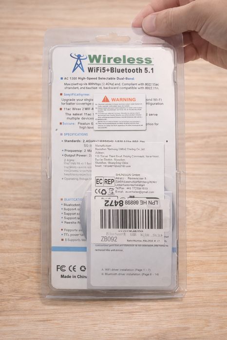 Adaptador USB Wi-Fi 5 + Bluetooth 5.1 (AC1300) – Dual Band