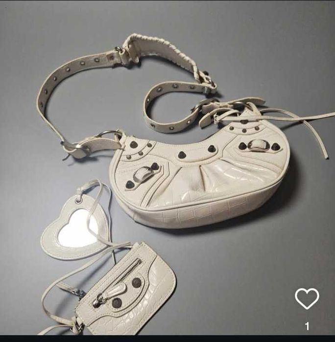 Torebka balenciaga biala cagole XS listonoszka croco