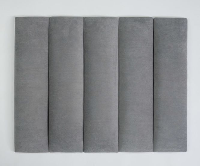 Самоклеюча м'яка стінова панель для ліжка 15см х 90см ВЕЛЮР СТАЛЬ ДП