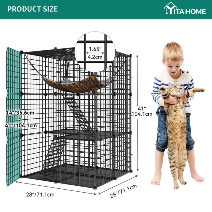 YITAHOME Cat Cage Indoor 3-рівнева клітка для котів та дрібних тварин