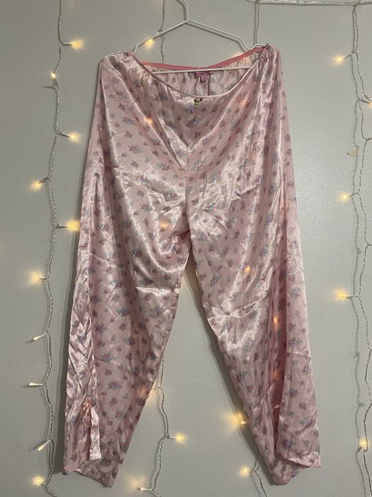 Satynowa pizamka pudrowy róz spodnie + bluzeczka