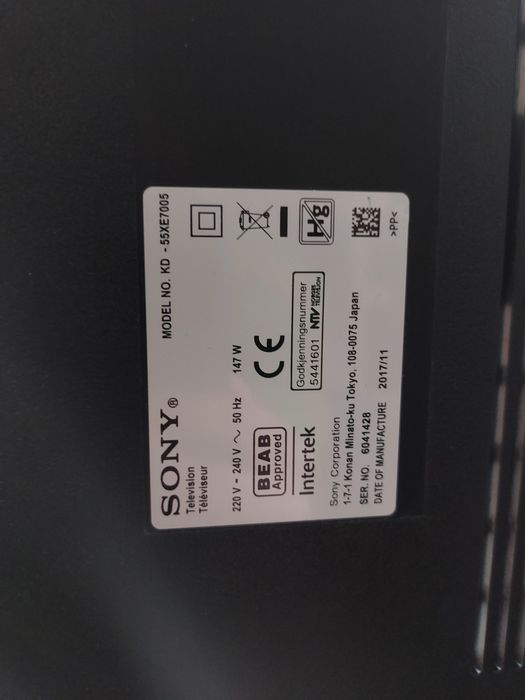 TV Sony KD-55XE7005 - glosniki, T-CON
