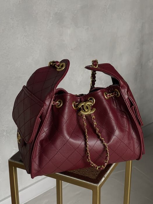 Сумка Chanel 25 Small чорна/бордова  сумка шанель шкіряна