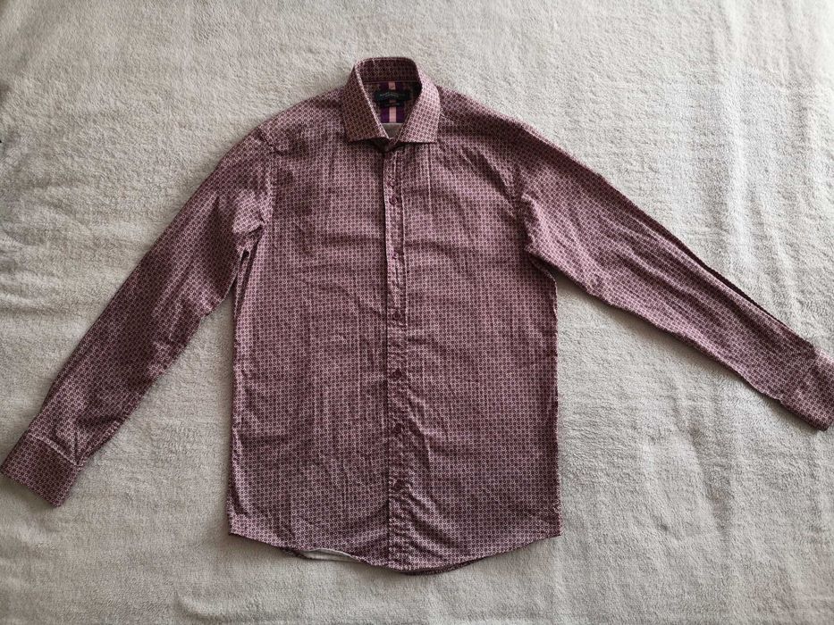 Fioletowa elegancka wzorzysta koszula Guide London Premium M 48 j nowa
