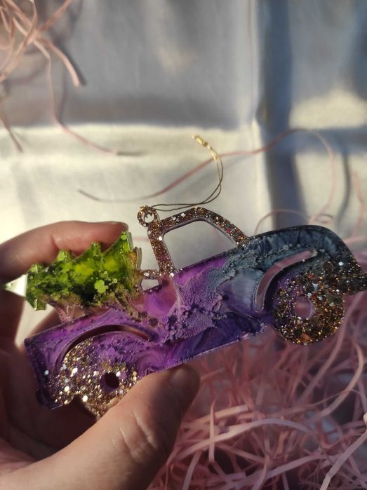 Ozdoby na choinkę bombki świąteczne błyszczące prezent handmade serca