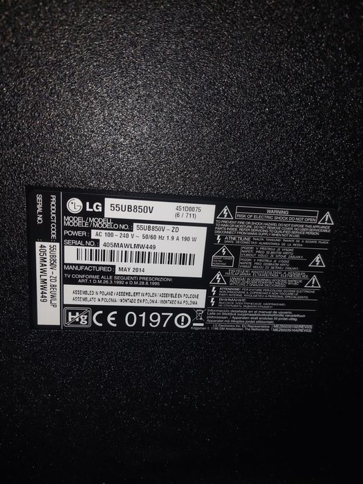 Vendo TV LG 55 polegadas 4K Ultra HD modelo 55UB850V AVARIADA