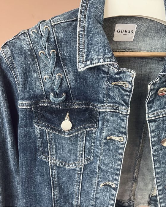 Guess kurtka jeansowa granatowa jeans niebieska S ozdobny warkocz