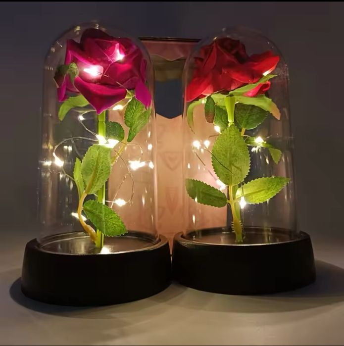 Роза в Колбі з підсвіткою троянда в колбі під склом подарунок дівчині