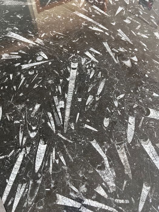 Mesa escritório em pedra e aço cinzento antracite