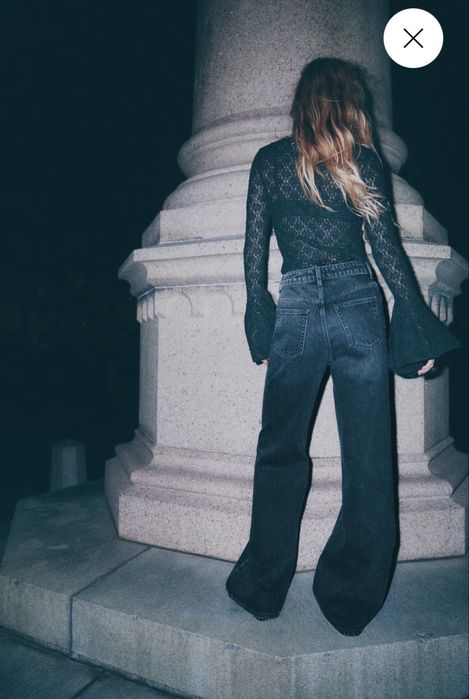 Нові темно-сірі джинси wide leg H&M з камінчиками