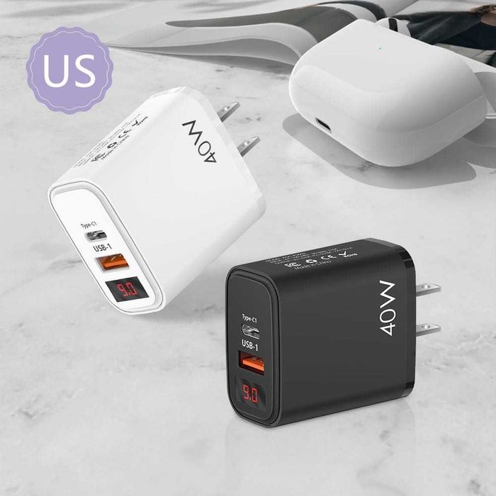 Ładowarka sieciowa 40W USB-C/USB-A Czarna