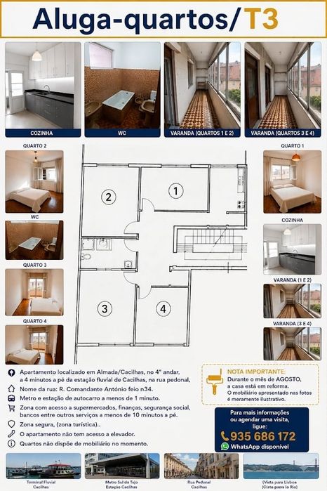 Aluga-se T3  por quarto,