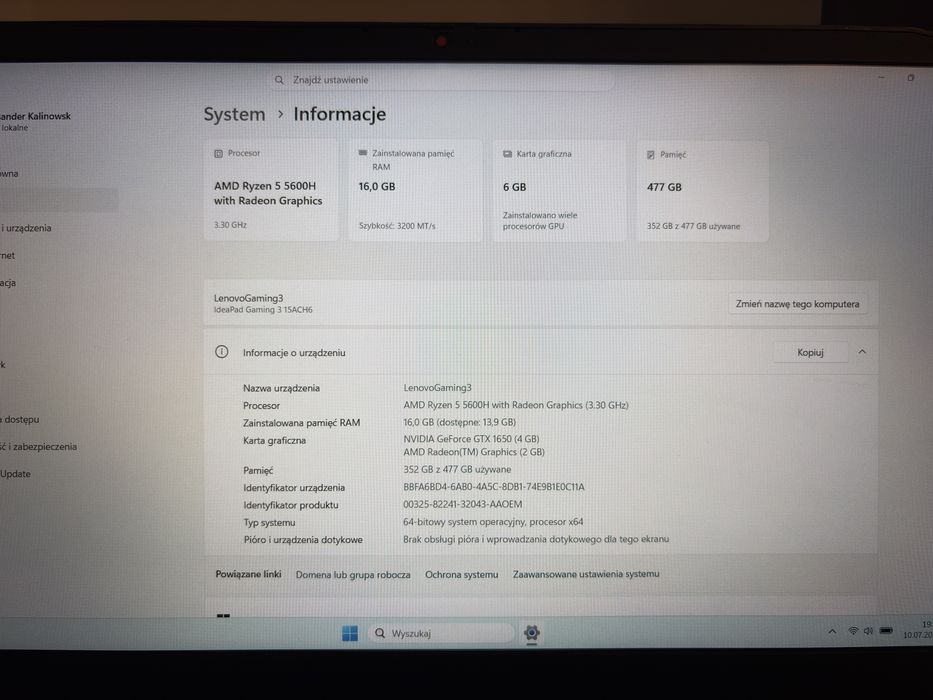 Laptop Lenovo Ideapad Gaming 3 15ACH6