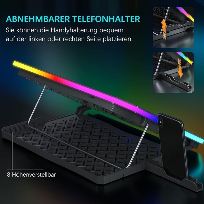 Podstawka chłodząca pod laptopa wentylator TopMate C12 RGB