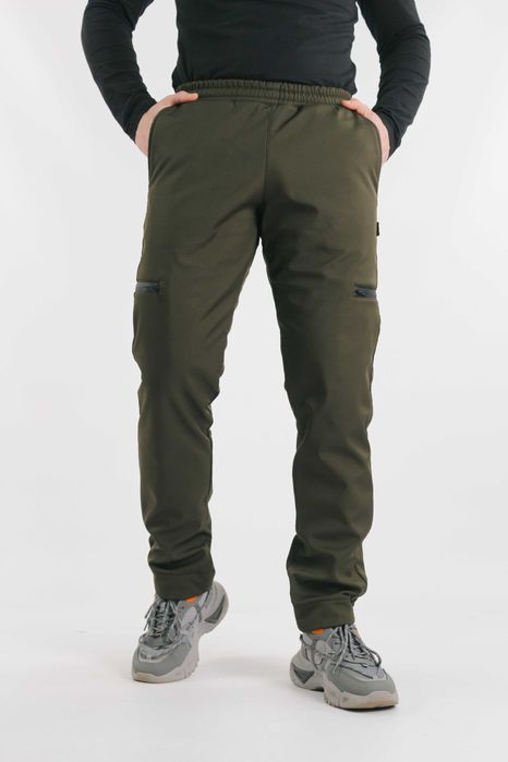 Штани карго чоловічі теплі на флісі Softshell хакі