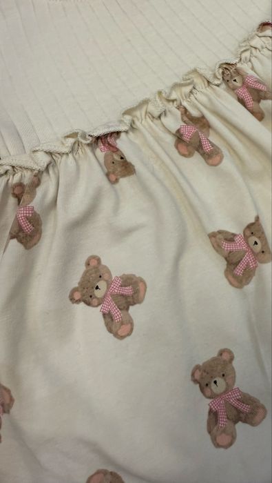 Сукня бежева з ведмедиками, бавовна, Next, для дівчинки до 1 міс.
