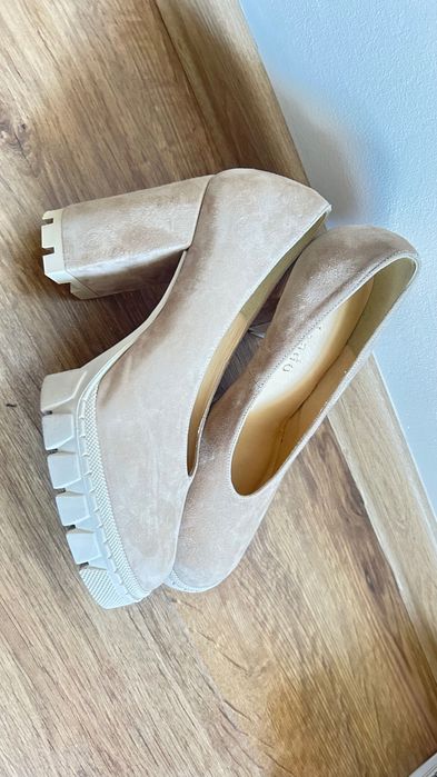Buty damskie beż skóra naturalna