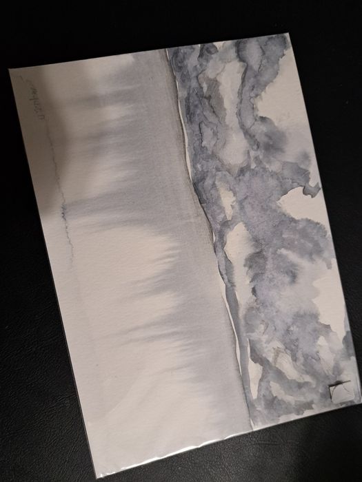 Pintura de paisagem aguarela 21 x 14,9 cm - NOVO