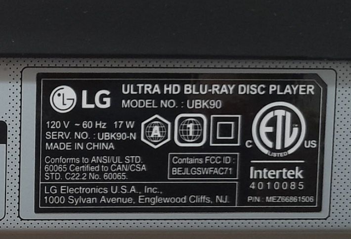 LG UBK90 4K UHD Blu-ray player