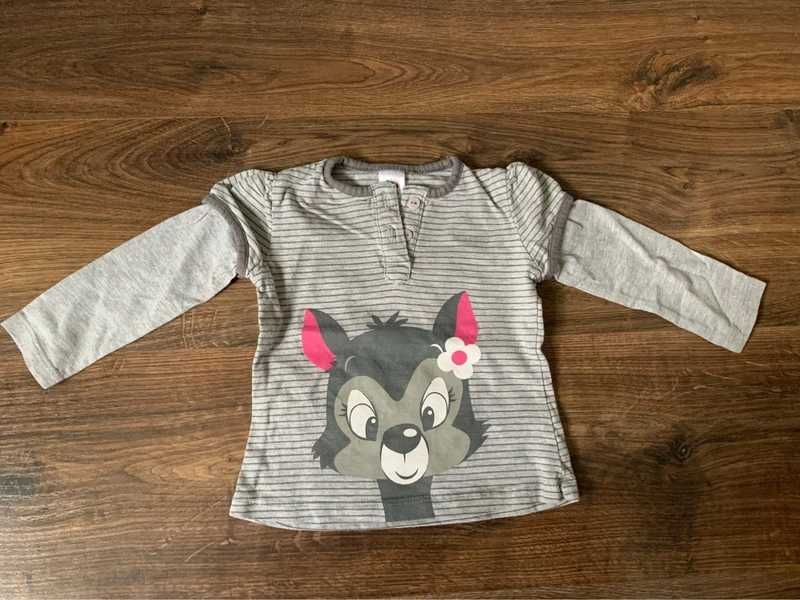 Szara bluzka w paski Baby Club C&A 74 bufki 2w1